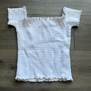 White Hollister ruched tube top with sleeves. Not cropped